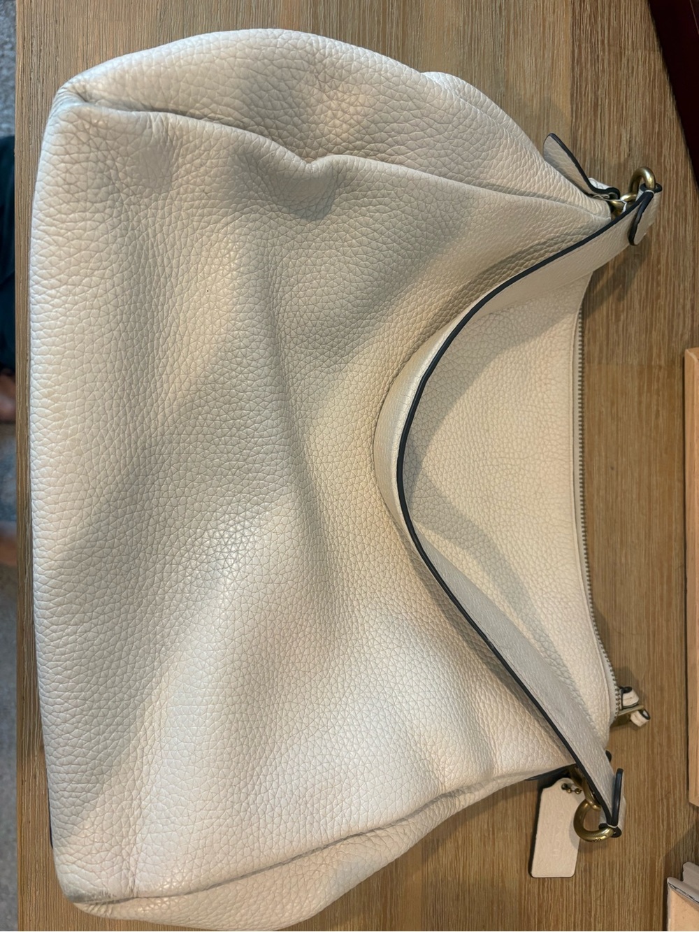 Coach Cream Pebbled Leather Shoulder Bag